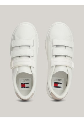 Tenis Beige De Cuero Con Cierre De Velcro Tommy Hilfiger