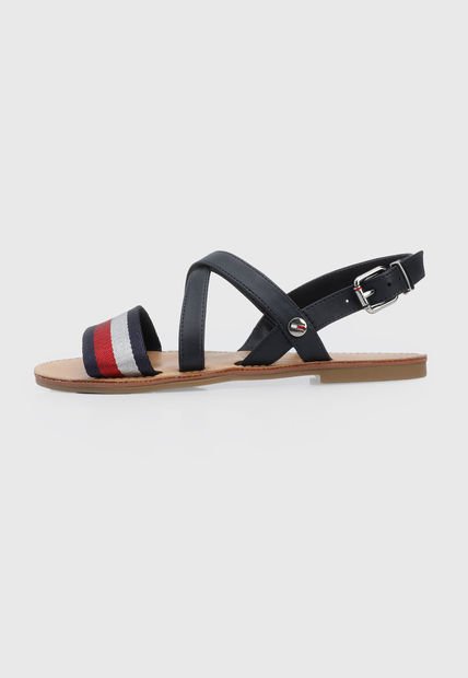Sandalia Plana Azul-Plateado-Rojo Tommy Hilfiger Cross Strap