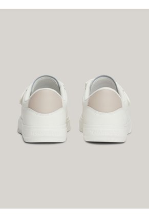 Tenis Beige De Cuero Con Cierre De Velcro Tommy Hilfiger