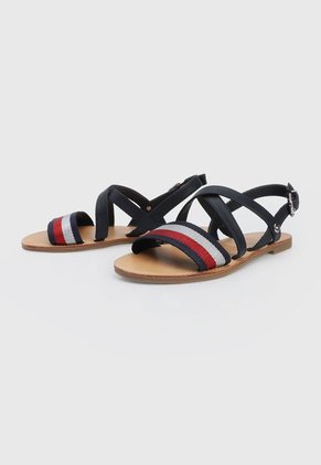 Sandalia Plana Azul-Plateado-Rojo Tommy Hilfiger Cross Strap