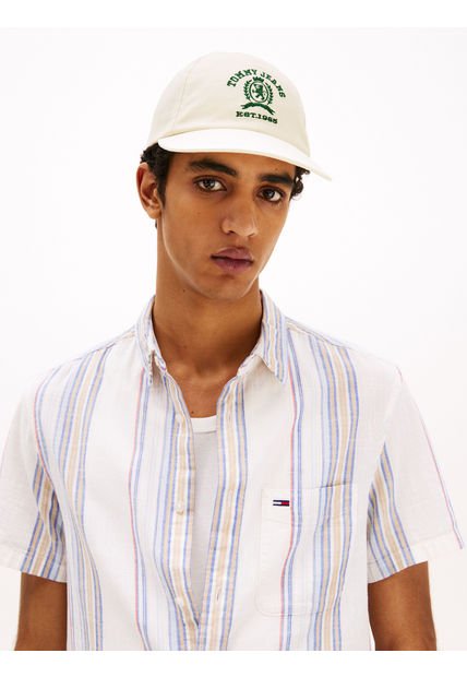 Gorra Blanca De Béisbol Con Escudo Bordado Tommy Hilfiger