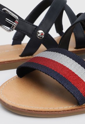 Sandalia Plana Azul-Plateado-Rojo Tommy Hilfiger Cross Strap