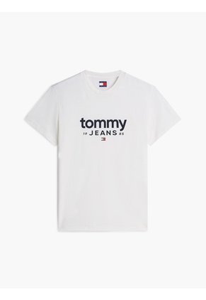 Camiseta Marfil De Corte Slim Con Logo Estampado Gráfico Tommy Jeans