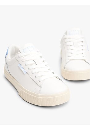 Tenis Azul Essential De Cuero Con Logo Tommy Hilfiger