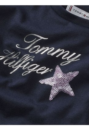 Camiseta Niña Azul Con Logo Gráfico Tommy Hilfiger