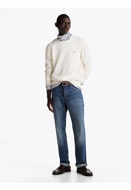 Saco Blanco De Punto Texturizado Y Cuello Redondo Tommy Hilfiger