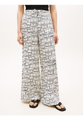 Pantalón Blanco Amplio De Pierna Ancha Tommy Hilfiger