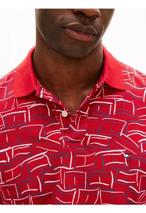 Polo Rojo Piqué Con Estampado Tommy Hilfiger