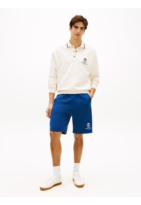 Bermudas Azul De Chándal Con Escudo Bordado Tommy Hilfiger