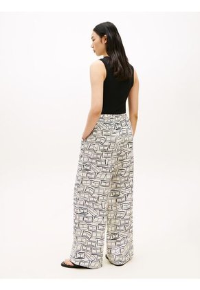 Pantalón Blanco Amplio De Pierna Ancha Tommy Hilfiger