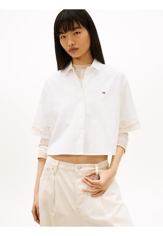 Camisa Blanca Amplia Con Logo Calado Integral Tommy Jeans Tommy Hilfiger