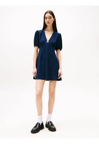 Vestido Azul Corto De Crepé Tommy Jeans Tommy Hilfiger