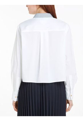 Camisa Blanca Boxy Con Cuello De Rayas Tommy Hilfiger