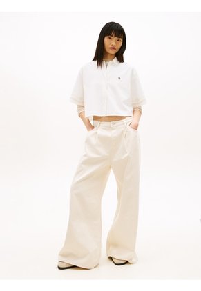Camisa Blanca Amplia Con Logo Calado Integral Tommy Jeans