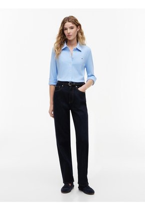 Camisa Celeste De Piqué 1985 De Corte Slim Tommy Hilfiger