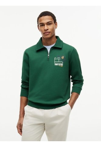 Saco Verde De Rugby Con Cremallera De Un Cuarto Y Logo Tommy Hilfiger Tommy Hilfiger