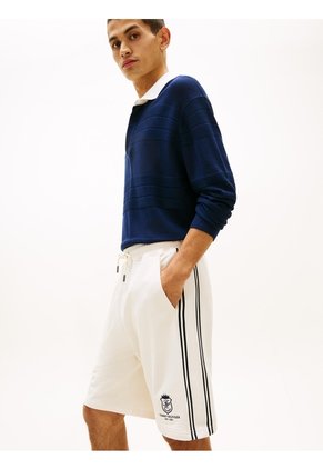 Bermudas Blanco De Chándal Con Escudo Bordado Tommy Hilfiger