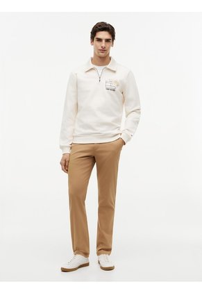 Saco Blanco De Rugby Con Cremallera De Un Cuarto Y Logo Tommy Hilfiger