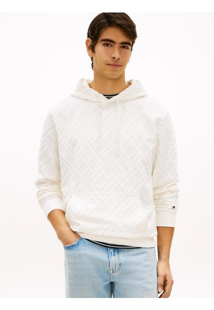 Buzo Blanco Con Capota AOP Flag Jacquard Tommy Hilfiger