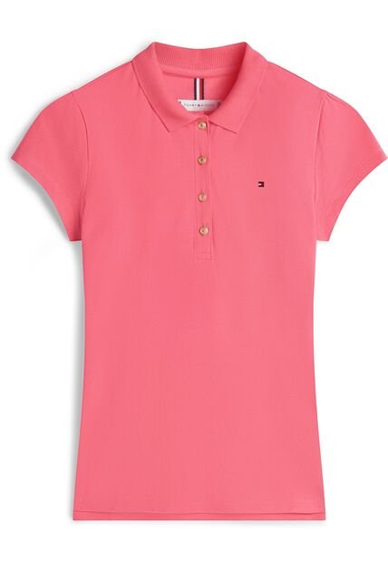 Polo Rosado Con Piqué De Corte Slim Tommy Hilfiger