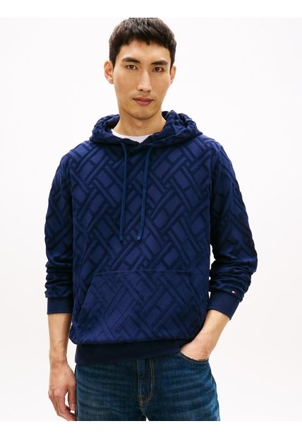 Buzo Azul Con Capota AOP Flag Jacquard Tommy Hilfiger