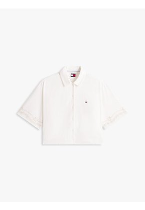 Camisa Blanca Amplia Con Logo Calado Integral Tommy Jeans