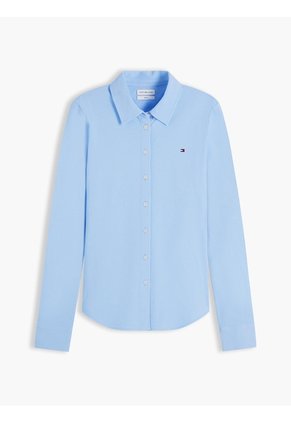 Camisa Celeste De Piqué 1985 De Corte Slim Tommy Hilfiger