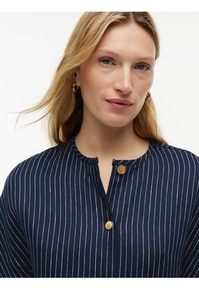 Blusa Azul Oscuro De Raya Diplomática Con Botones Dorados Tommy Hilfiger
