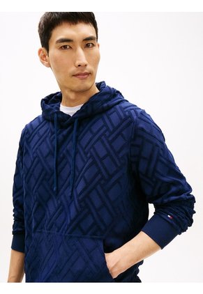 Buzo Azul Con Capota AOP Flag Jacquard Tommy Hilfiger