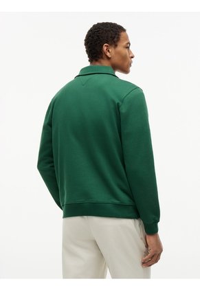 Saco Verde De Rugby Con Cremallera De Un Cuarto Y Logo Tommy Hilfiger