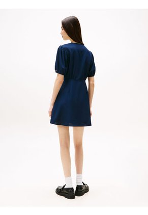 Vestido Azul Corto De Crepé Tommy Jeans