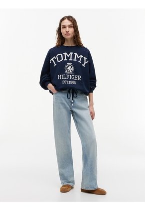 Saco Multicolor Amplio Con Bajo Con Cordón Y Escudo Tommy Hilfiger