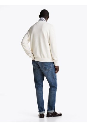 Saco Blanco De Punto Texturizado Y Cuello Redondo Tommy Hilfiger