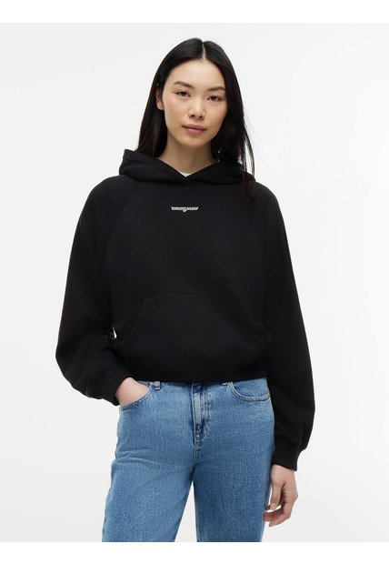 Buzo Negro Con Capota Con Logo Script Tommy Jeans