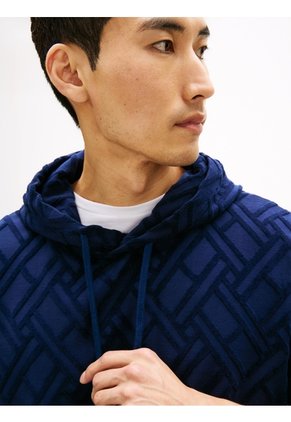 Buzo Azul Con Capota AOP Flag Jacquard Tommy Hilfiger