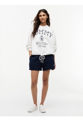Saco Blanco Amplio Con Bajo Con Cordón Y Escudo Tommy Hilfiger