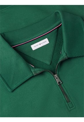 Saco Verde De Rugby Con Cremallera De Un Cuarto Y Logo Tommy Hilfiger