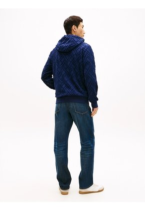 Buzo Azul Con Capota AOP Flag Jacquard Tommy Hilfiger