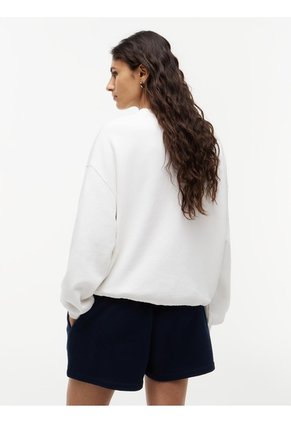 Saco Blanco Amplio Con Bajo Con Cordón Y Escudo Tommy Hilfiger
