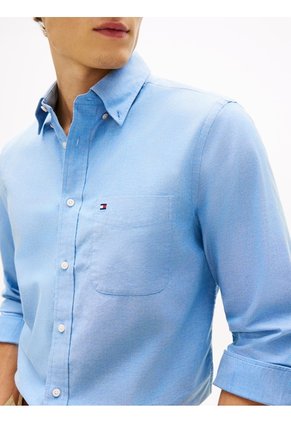 Camisa Azul Oxford Ligera De Corte Regular Tommy Hilfiger