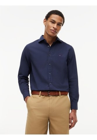 Camisa Azul De Corte Regular En Popelín Lavado Tommy Hilfiger Tommy Hilfiger