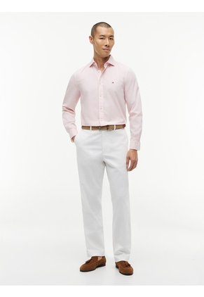 Camisa Rosa De Corte Regular En Popelín Lavado Tommy Hilfiger
