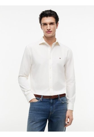 Camisa Blanca De Corte Regular En Popelín Lavado Tommy Hilfiger Tommy Hilfiger