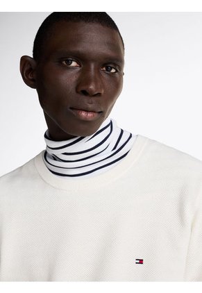 Saco Blanco De Punto Texturizado Y Cuello Redondo Tommy Hilfiger