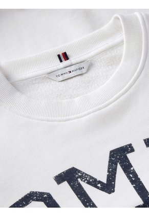 Saco Blanco Amplio Con Bajo Con Cordón Y Escudo Tommy Hilfiger