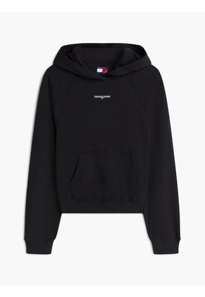 Buzo Negro Con Capota Con Logo Script Tommy Jeans