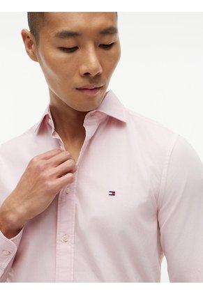 Camisa Rosa De Corte Regular En Popelín Lavado Tommy Hilfiger