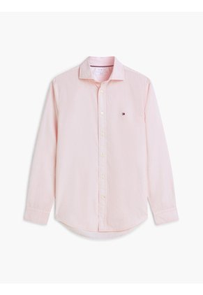 Camisa Rosa De Corte Regular En Popelín Lavado Tommy Hilfiger