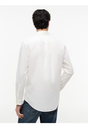 Camisa Blanca De Corte Regular En Popelín Lavado Tommy Hilfiger