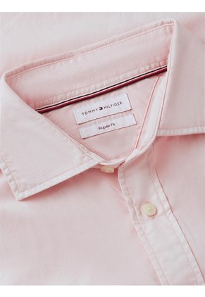 Camisa Rosa De Corte Regular En Popelín Lavado Tommy Hilfiger